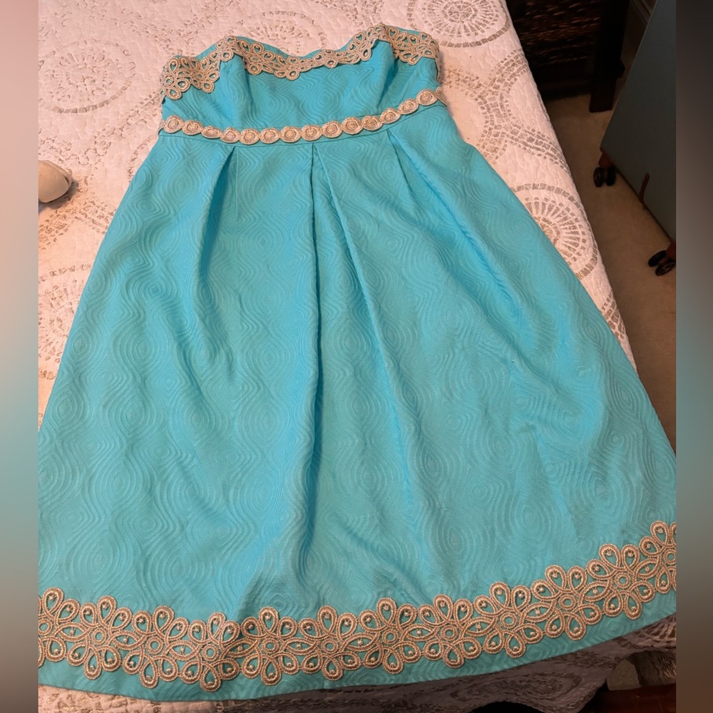 Blue Strapless Dress